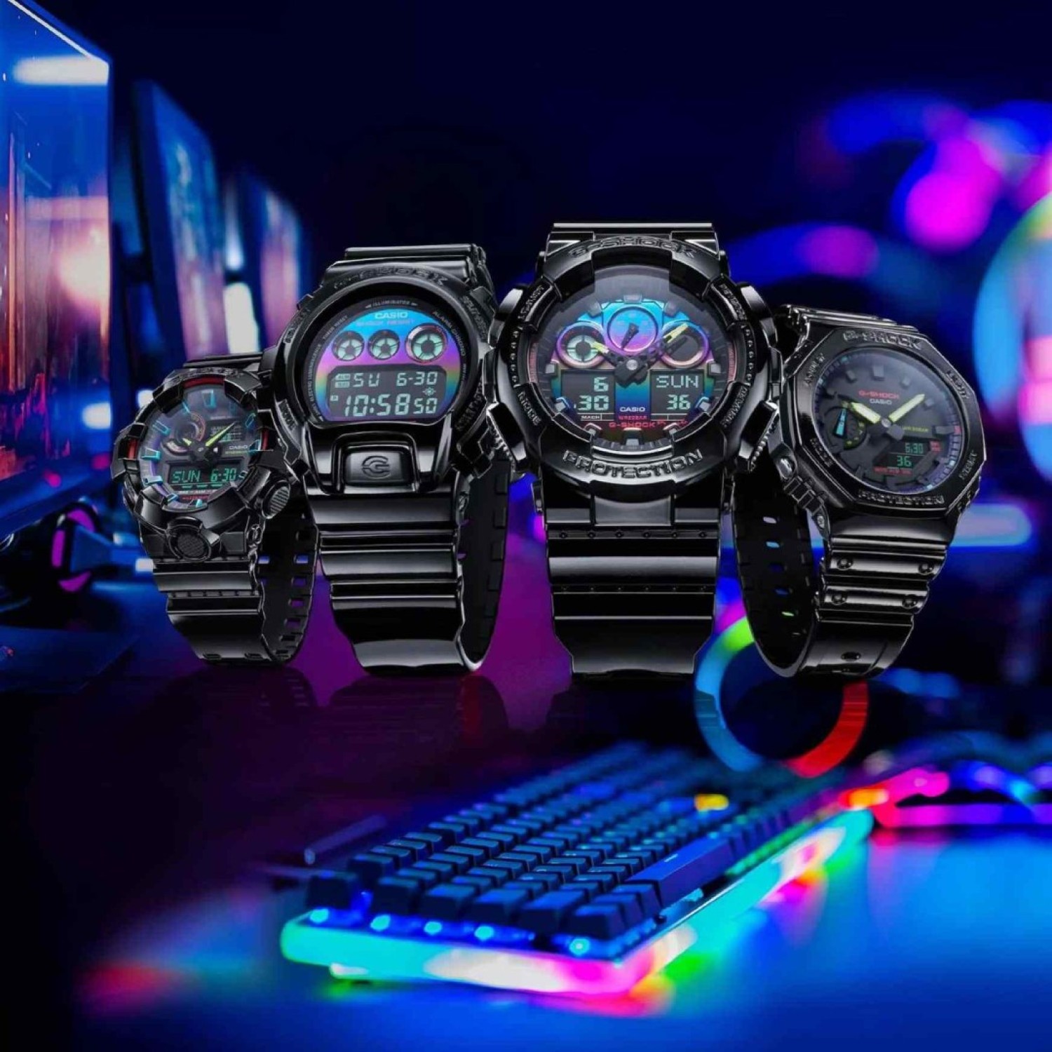 Christies Jewellery - GA100RGB-1A G-Shock Virtual Rainbow Series Watch Auckland NZ GA100RGB-1A G-Shock Virtual Rainbow Series Watch GA-100RGB-1 with Black Glossy Casing