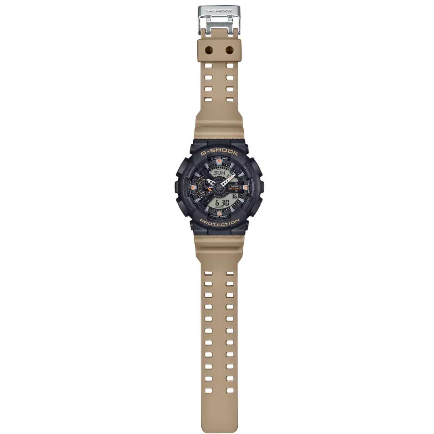 Christies Jewellery - GA110TU-1A5 G-Shock Analog-Digital Watch Auckland NZ GA110TU-1A5 G-Shock Analog-Digital Watch GA-110TU-1A5 G-Shock Pairing a black watch face with a band in beige