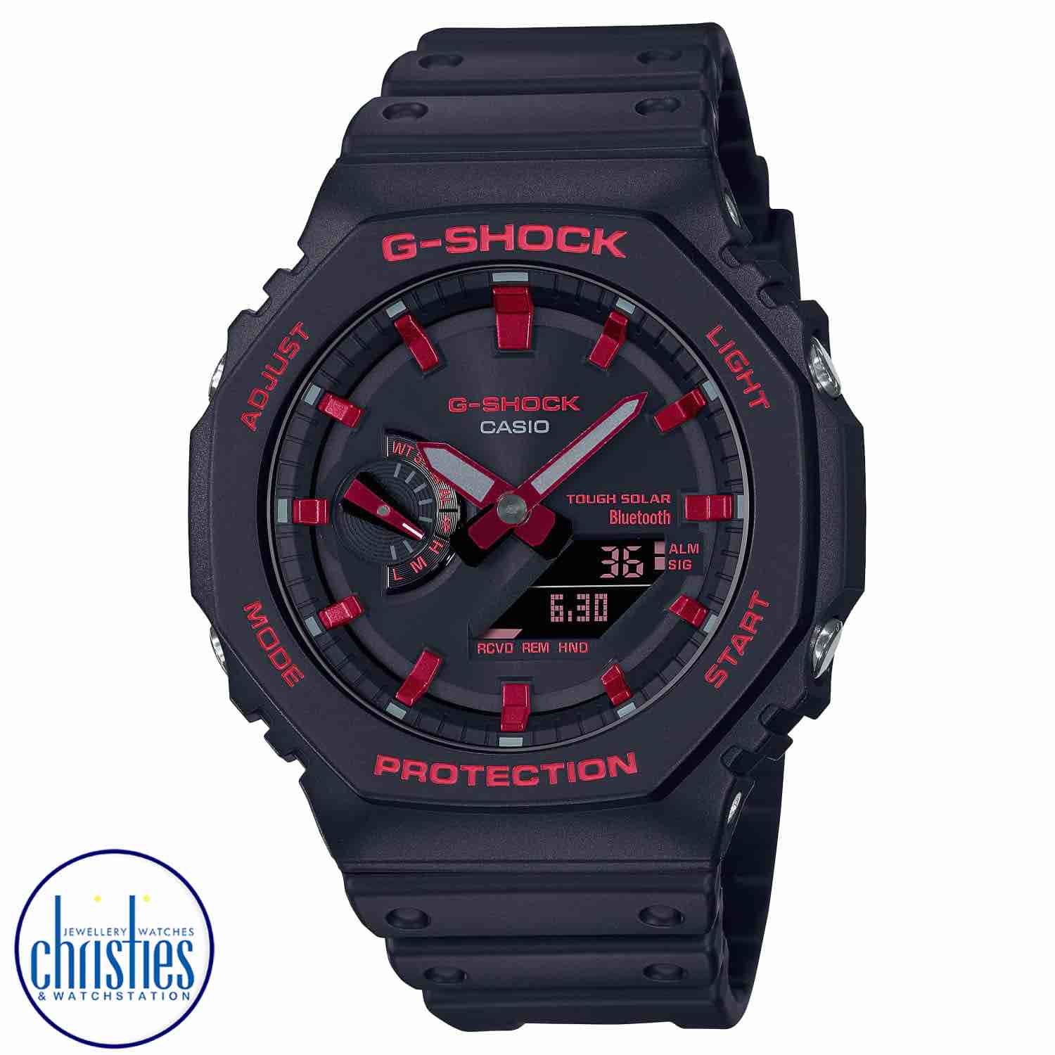 GAB2100BNR-1A G-SHOCK Bluetooth Tough Solar Watch. Make a bold, powerful statement with the Ignite Red line in the iconic black and fiery red that embody the ultimate toughness of the G-SHOCK brand. g shock watches price