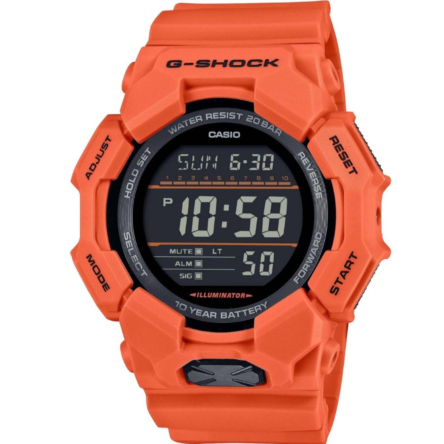 Christies Jewellery - GD010-4D G-Shock Digital Watch Auckland NZ GD010-4D G-Shock Digital Watch GD-010-4 G-Shock | Orange Coloured casing