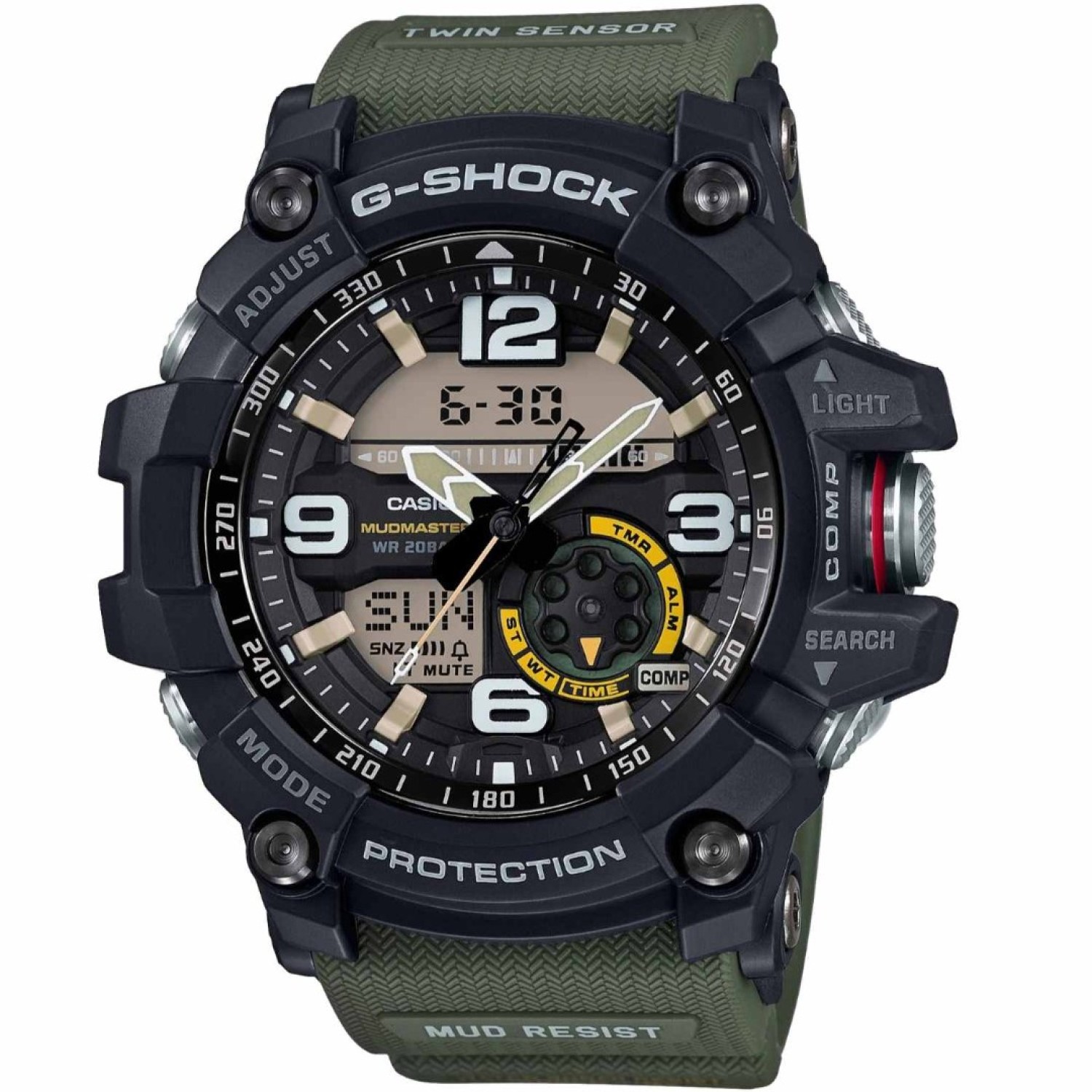 GG1000-1A3 G-Shock MUDMASTER Twin Sensor. This is the latest new addition to the MASTER OF G MUDMASTER Series, now available instore and online at Christies, was created especially for this whose work takes it into areas where piles of rubble, dirt, and d