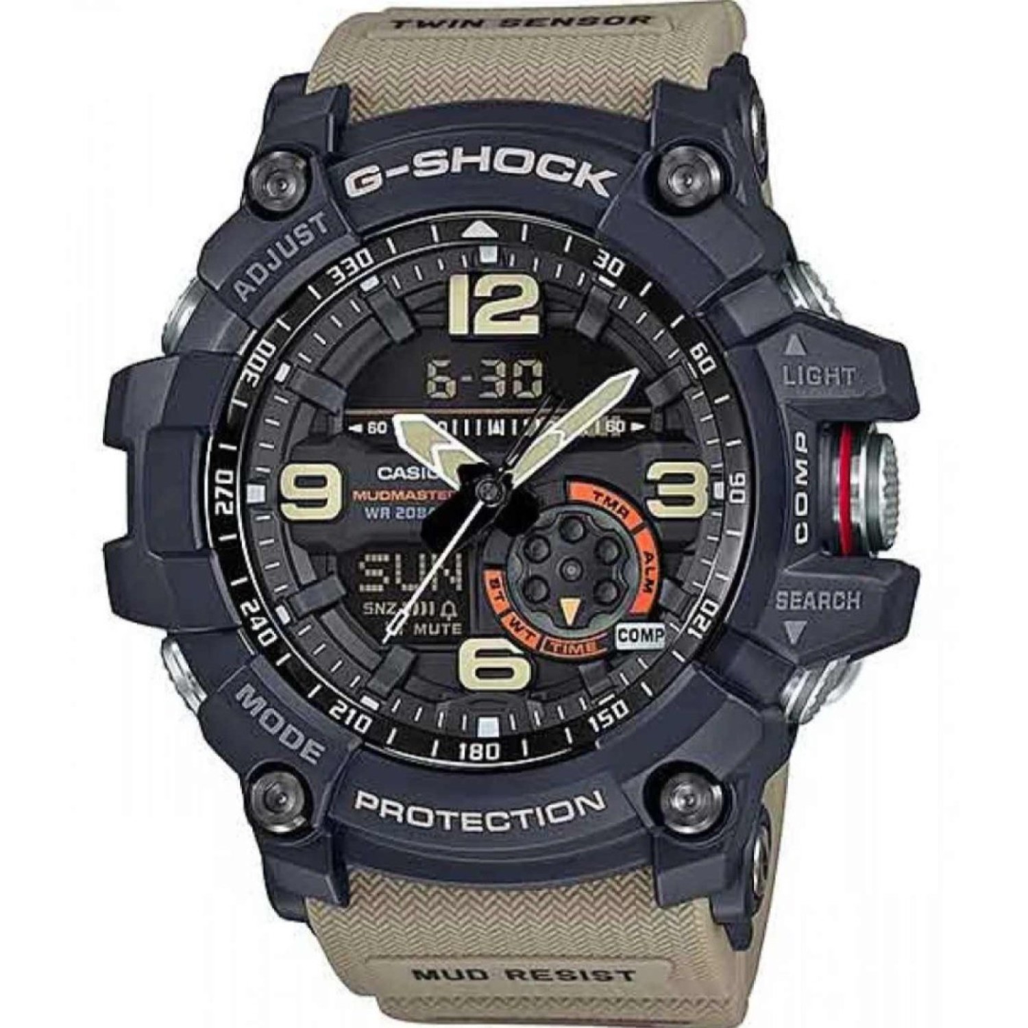 GG1000-1A5 G-Shock MUDMASTER Twin Sensor. This is the latest new addition to the MASTER OF G MUDMASTER Series, now available instore and online at Christies, was created especially for this whose work takes it into areas where piles of rubble, dirt, and d