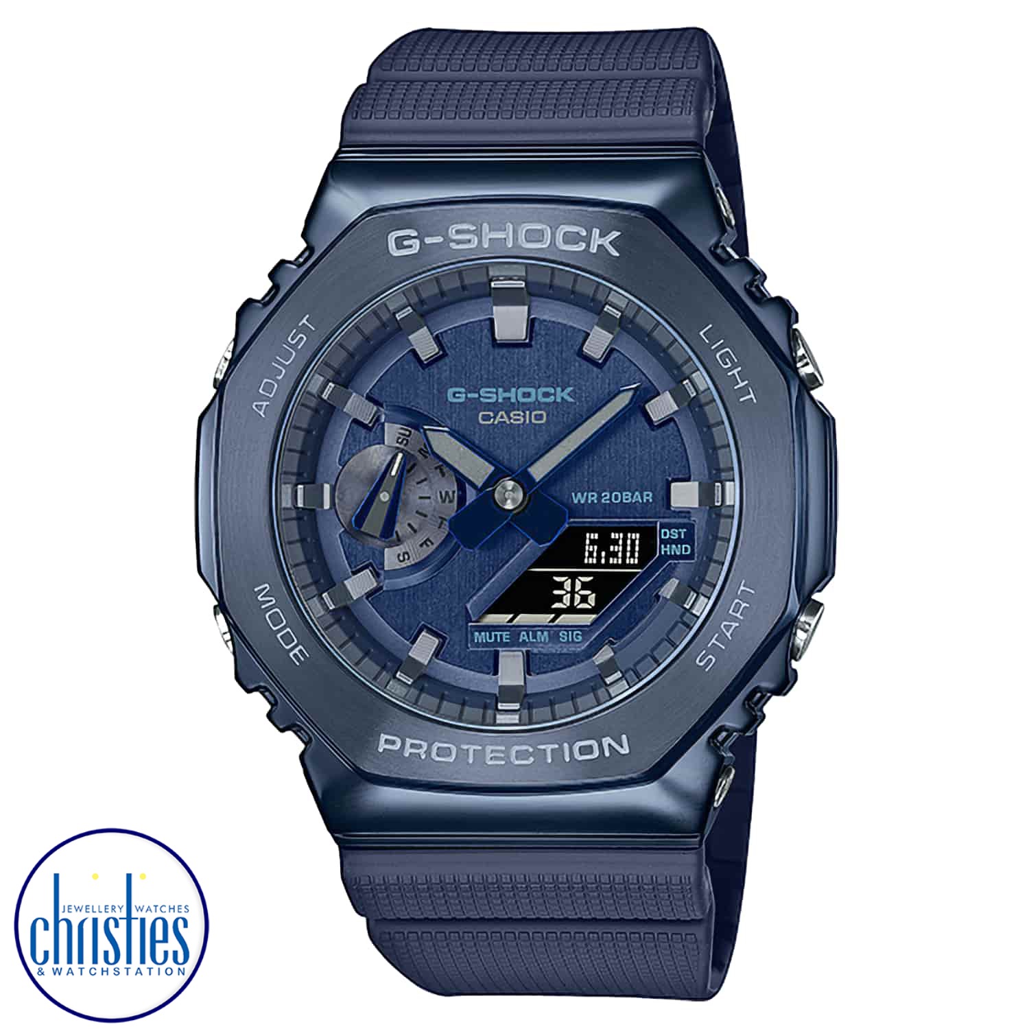 GM2100N-2A G-SHOCK Carbon Core Metal Clad Watch. Go sleek, sharp and bold with a G-SHOCK standard-bearer in a metal-clad octagonal take on the original iconic design. Forged in stainless steel with rounded hairline finish, the strong bezel says super styl