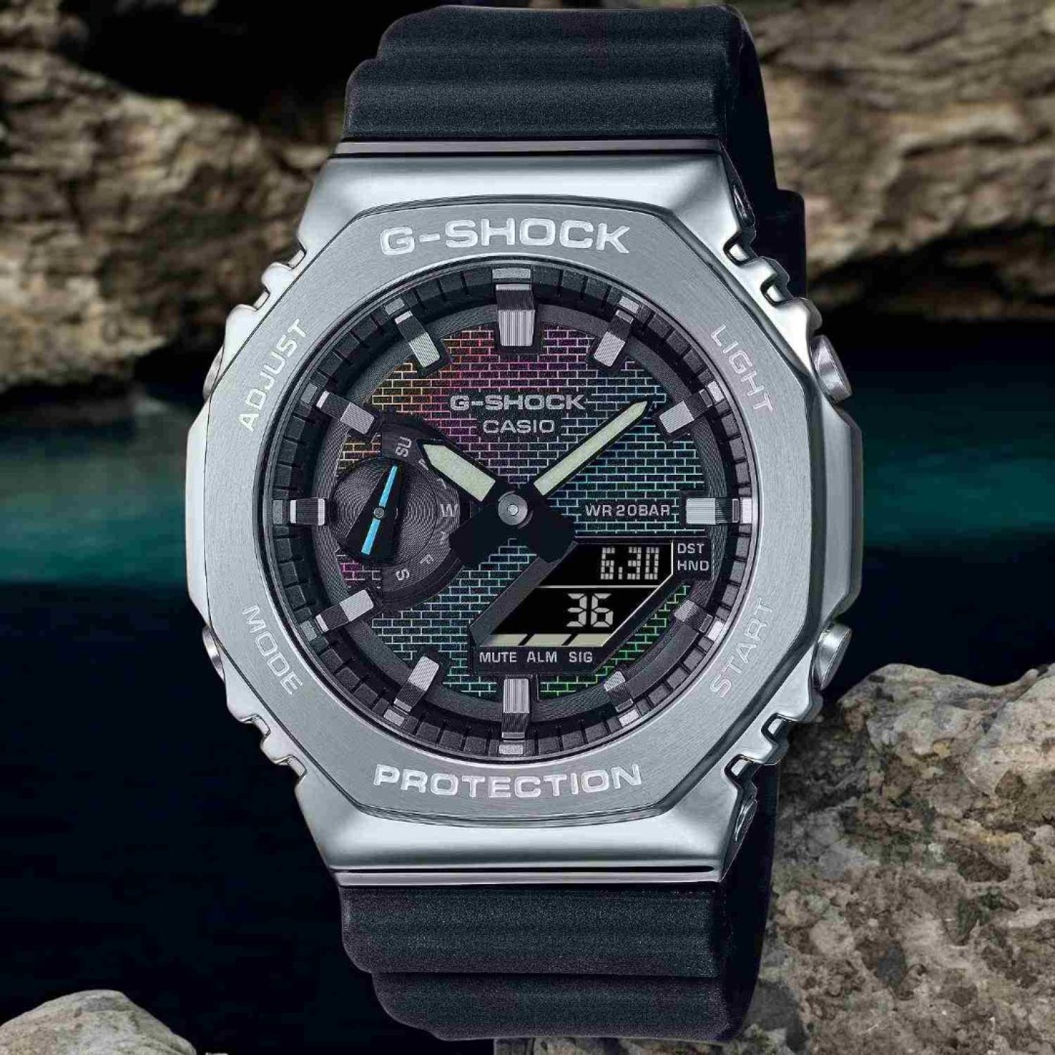 Christies Jewellery - GM2100RW-1A G-Shock Brick Wall Rainbow Edition Watch Auckland NZ GM2100RW-1A G-Shock Brick Wall Rainbow Edition Watch GM-2100RW-1 G-Shock | Stainess steel Silver Bezel