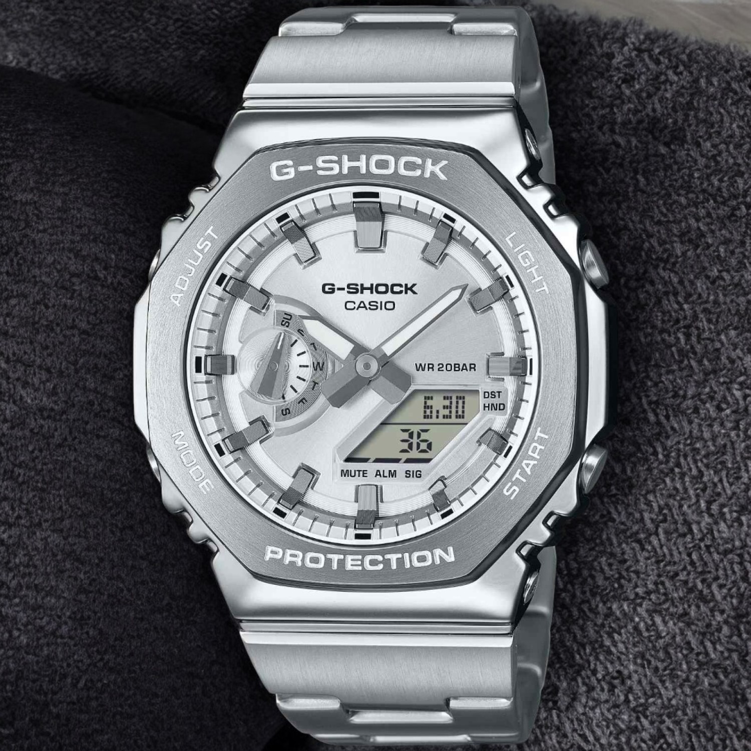 Christies Jewellery - GM2110D-7A G-Shock Metal Bezel White Dial Watch Auckland NZ GM2110D-7A G-Shock Metal Bezel White Dial Watch GM-2110D-7 G-Shock