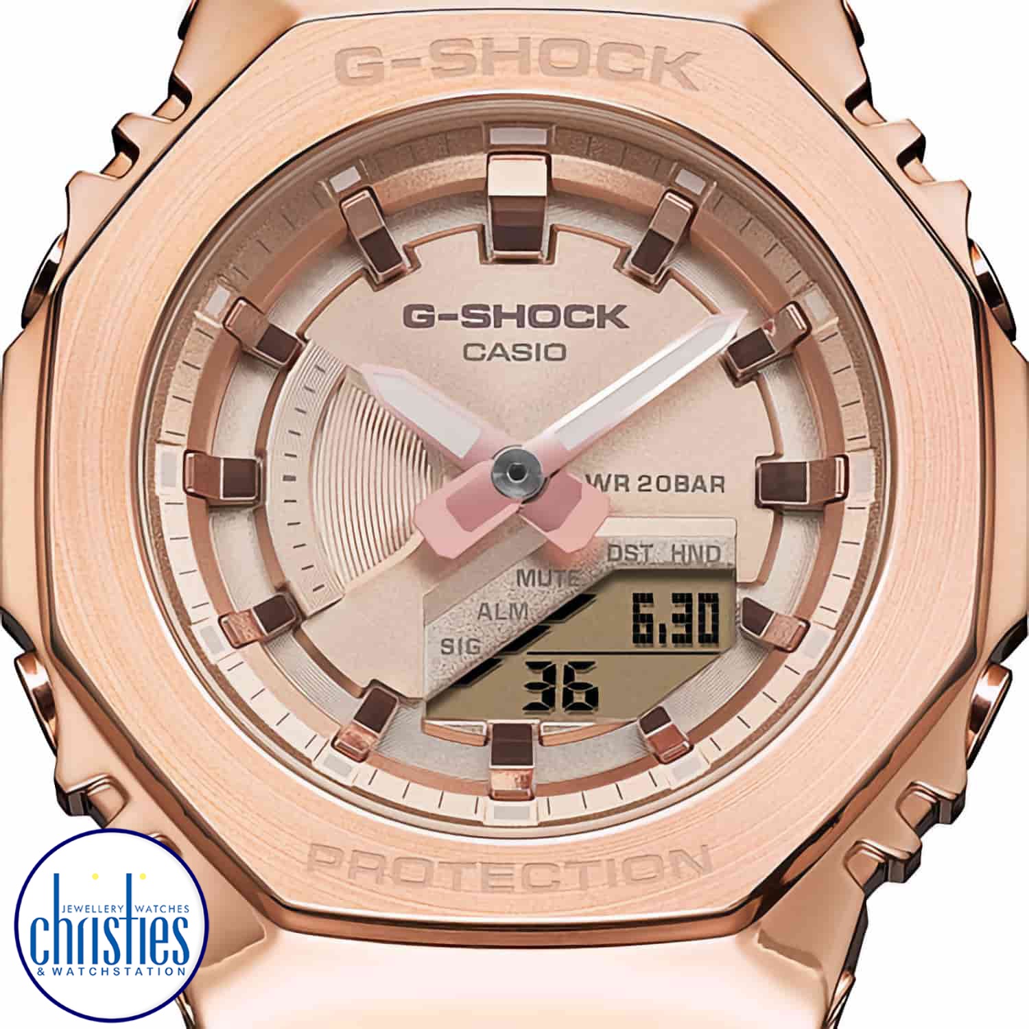 GMS2100PG-1A4 G-SHOCK Unisex Carbon Core Metal Clad Watch GM-S2100PG-1A4 Afterpay GSHOCKNZ GMS2100PG-1A4 G-SHOCK Womens Carbon Core Metal Clad Watch. Go slim, clean and bold with a mid-sized G-SHOCK in a metal-clad octagonal take on the original iconic design. Forged in stainless steel with rounded hairline finish, the strong bezel says super s