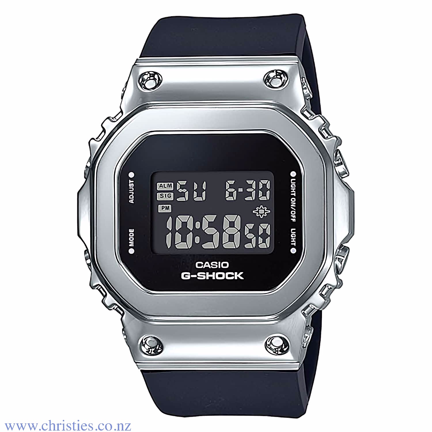 GMS5600-1 G-Shock Womens Metal  Bezel Watch. Introducing new compact G-SHOCK models that are great choices for women who prefer mannish G-SHOCK styling. The iconic square design of the 5600 Series with a metal-covered bezel. All the shock resistance of th