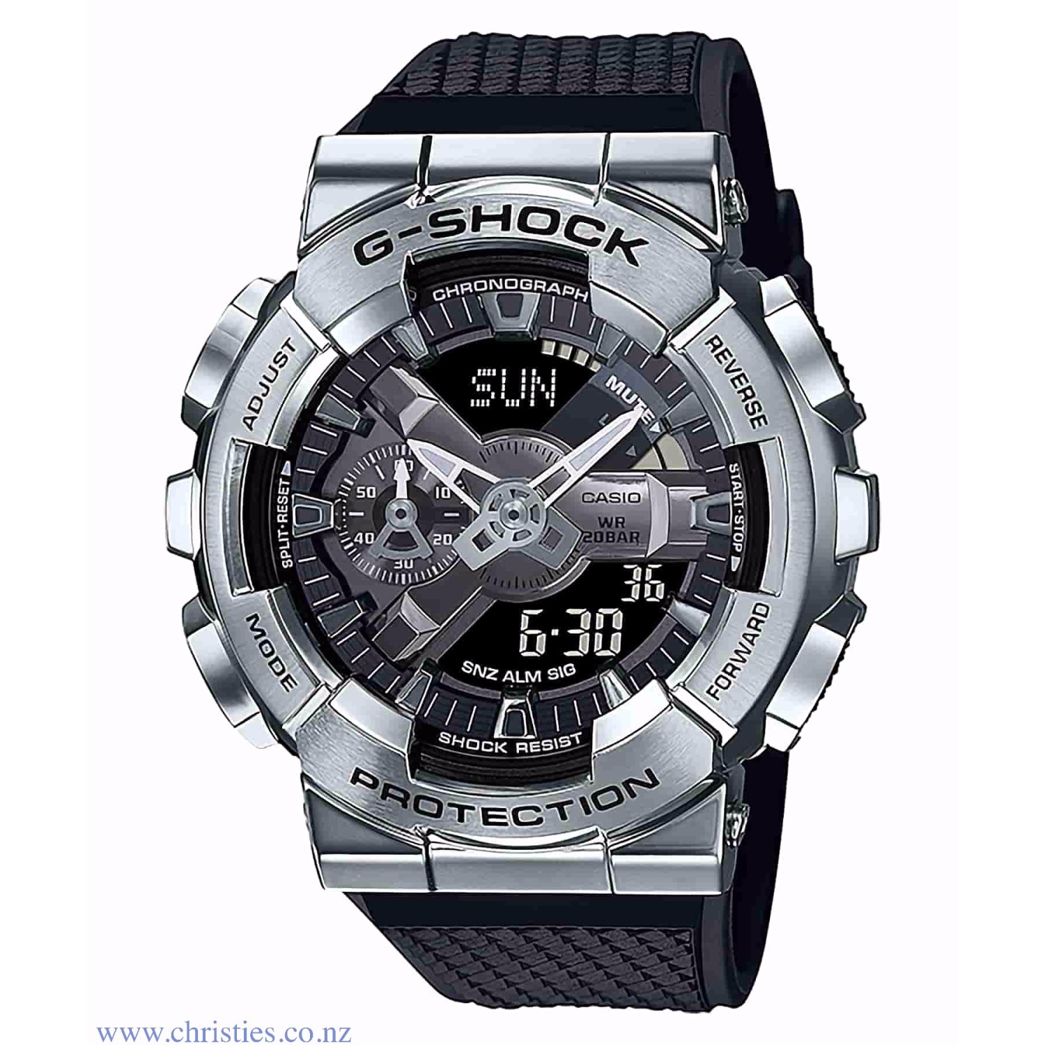GM110-1A Casio G-Shock Stainless Steel Bezel Watch GM110-1A GM110-1A Casio G-Shock Stainless Steel Bezel Watch. Fresh new colour, material and finishing, with the design identity of the GA-110 fully intact. Born of a new vision to combine industrial and street sensibilities, the GM-110 hits the scene, clad in meta