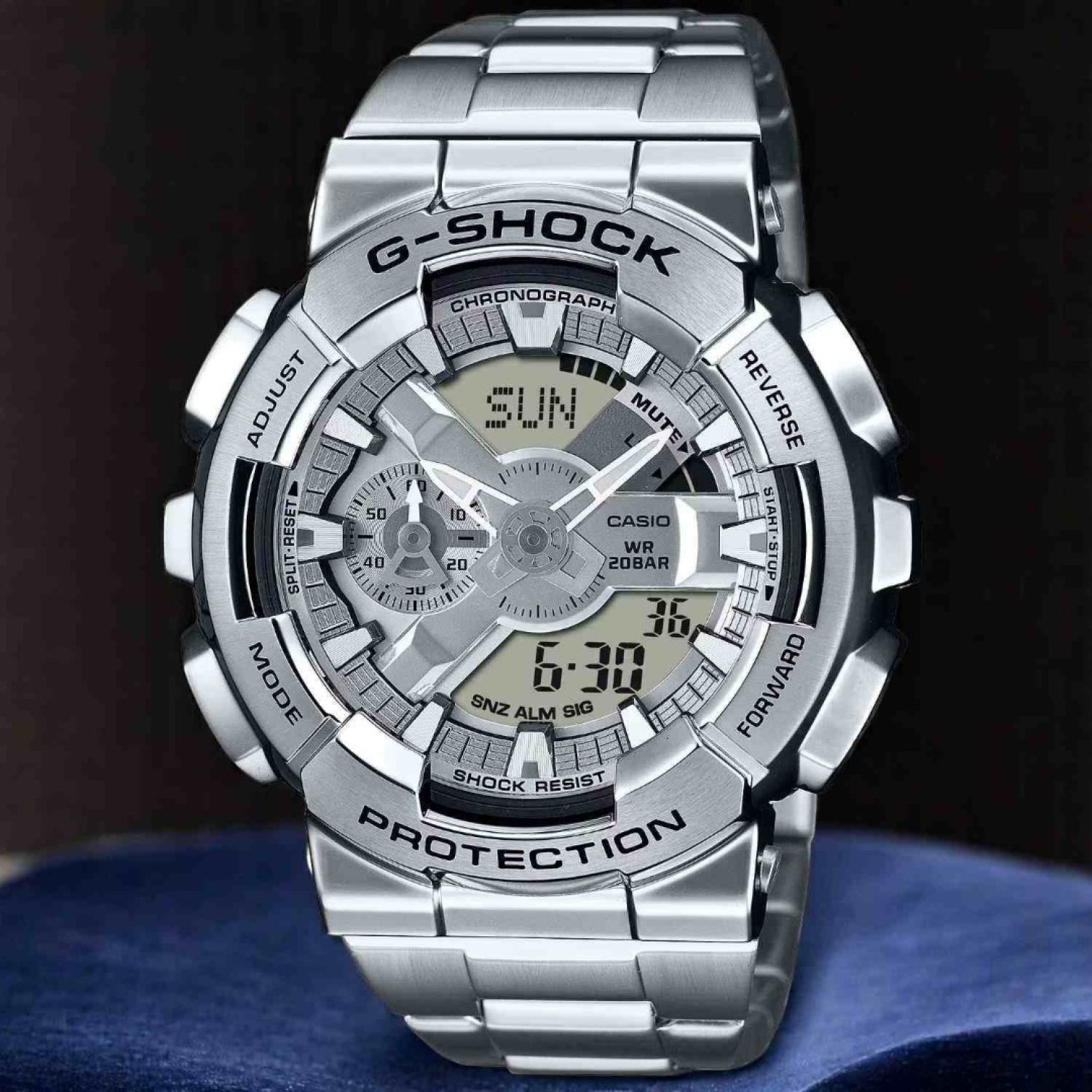 GM110D-8A G-Shock – Tough Stainless-Steel Watch for Every Adventure GM110D-8A G-Shock – Rugged Stainless-Steel Watch with shock-resistant design and digital-analog display