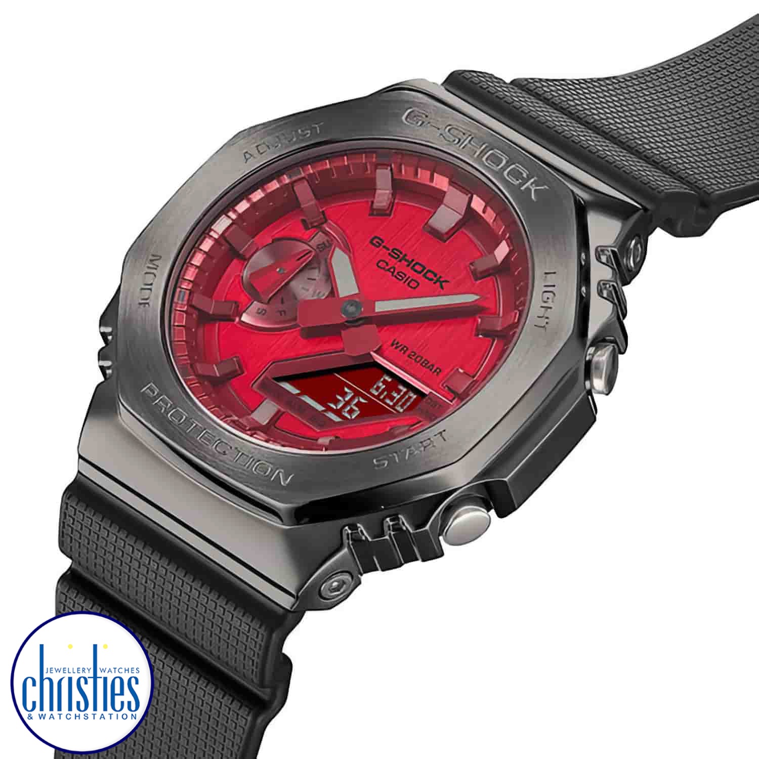 GM2100B-4A G-SHOCK Carbon Core Metal Clad Watch GM-2100B-4A Afterpay GSHOCKNZ GM2100B-4A G-SHOCK Carbon Core Metal Clad Watch. Go sleek, sharp and bold with a G-SHOCK standard-bearer in a metal-clad octagonal take on the original iconic design. Forged in stainless steel with rounded hairline finish, the strong bezel says super styl