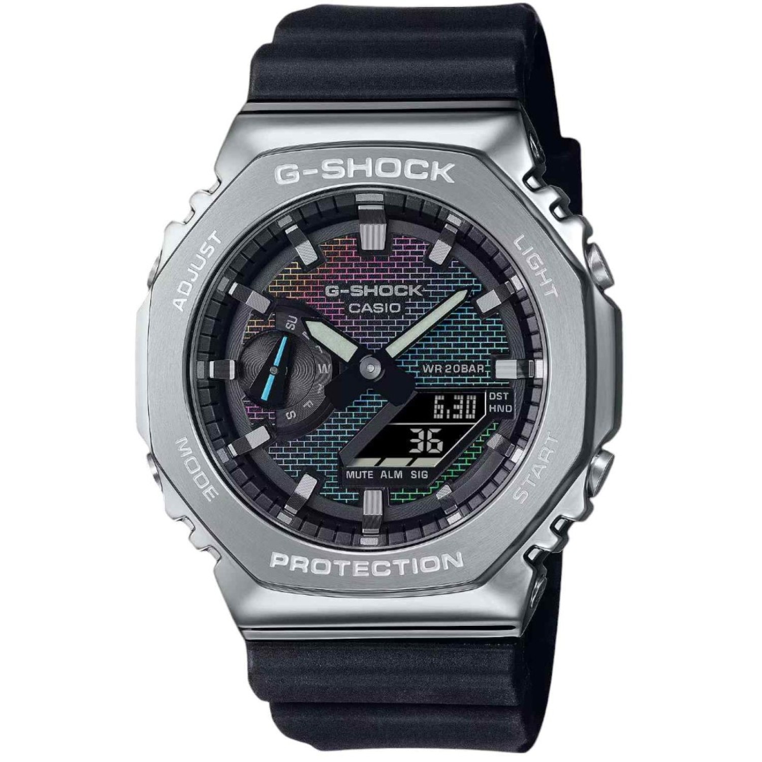 Christies Jewellery - GM2100RW-1A G-Shock Brick Wall Rainbow Edition Watch Auckland NZ GM2100RW-1A G-Shock Brick Wall Rainbow Edition Watch GM-2100RW-1 G-Shock | Stainess steel Silver Bezel
