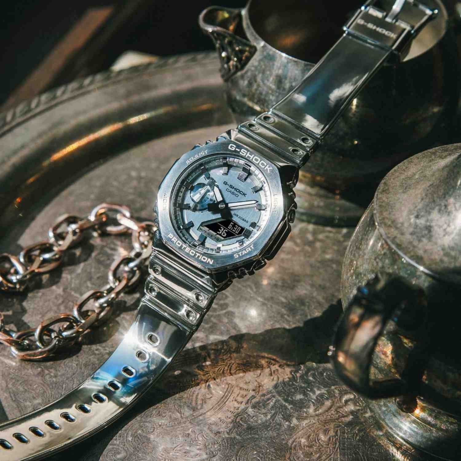 Casio G-Shock GM2100YM-8A Monochromatic Silver Watch Front View