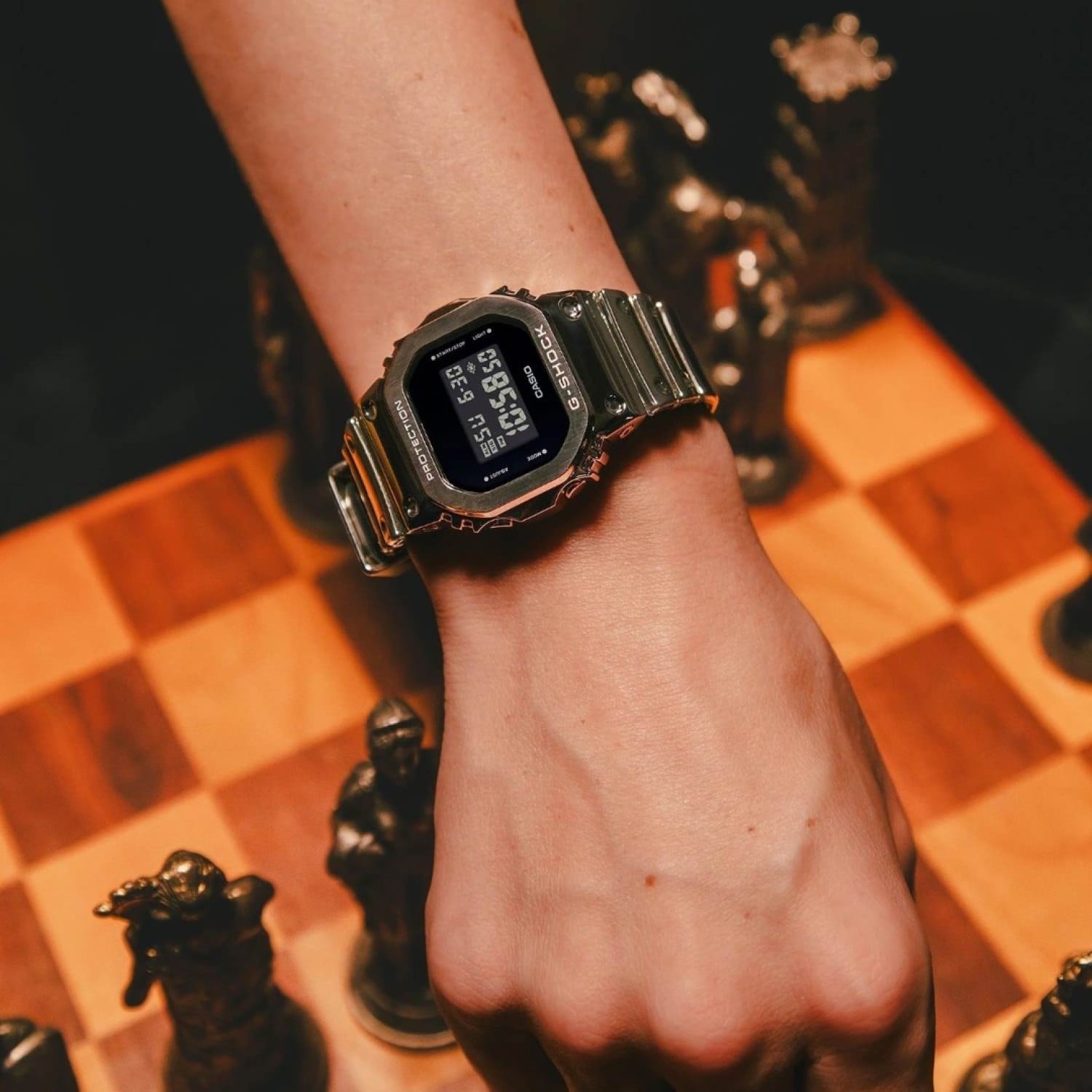 G-Shock G-Steel GM5600YM-8D in Monochromatic Silver Elegance GM5600YM-8D G-Shock G-Steel Watch by G-Shock| With silver metal bezel and Silver Polished Silicon Band
