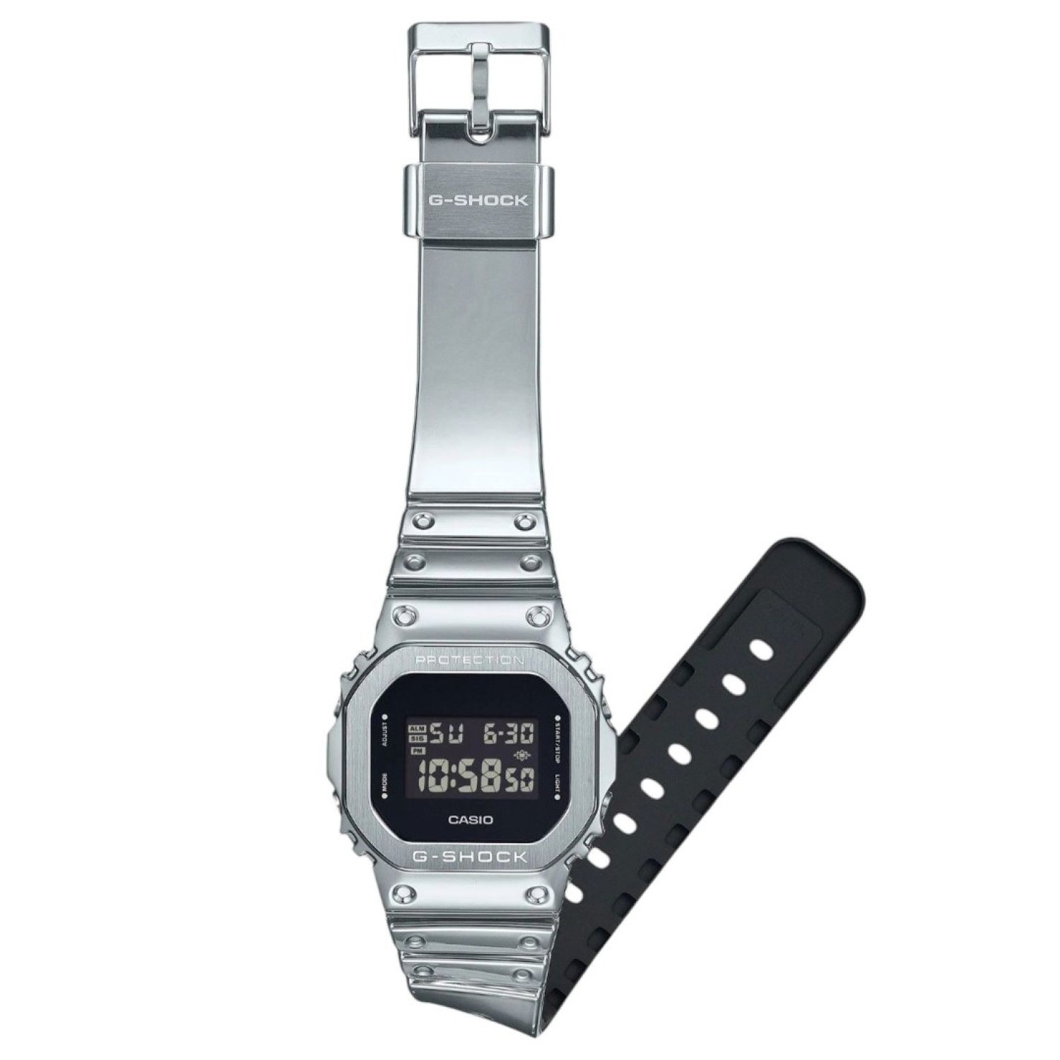 G-Shock G-Steel GM5600YM-8D in Monochromatic Silver Elegance GM5600YM-8D G-Shock G-Steel Watch by G-Shock| With silver metal bezel and Silver Polished Silicon Band