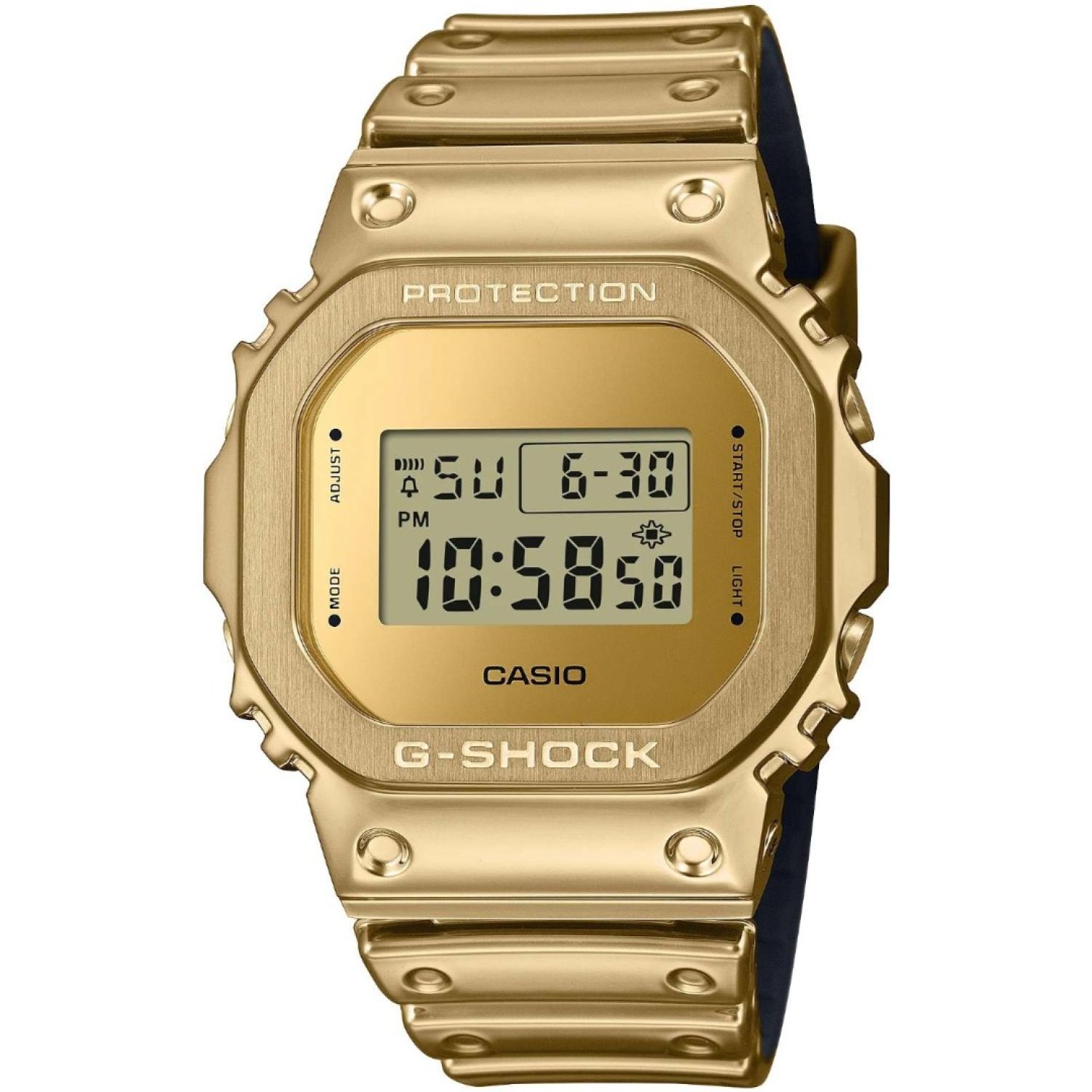 GM5600YMG-9D G-Shock G-Steel Watch by G-Shock With Gold plated metal bezel and Gold Polished Silicon Band