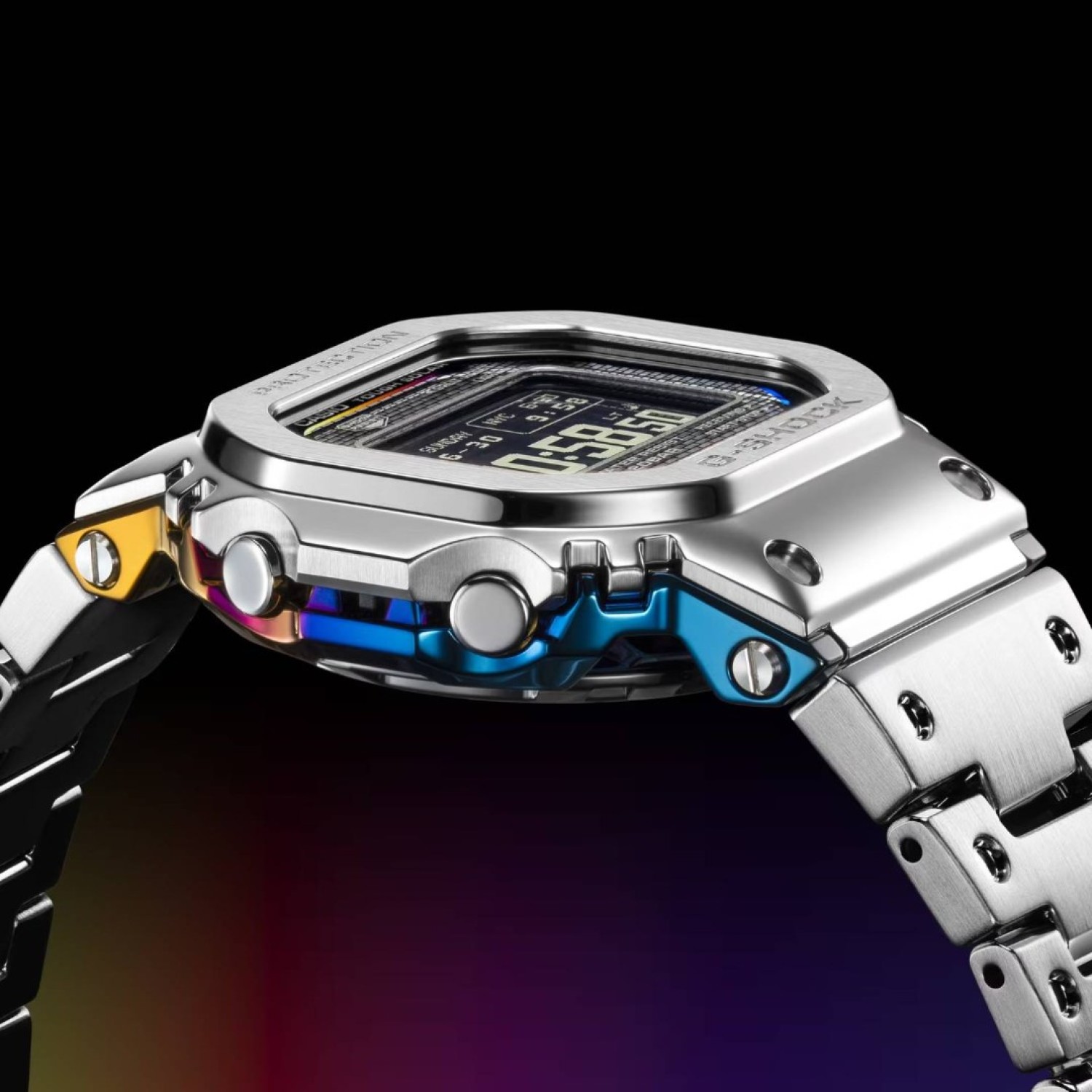 g-shock-gmw-bz5000rc-1d-rainbow-full-metal Casio G-Shock GMW-BZ5000RC-1D full metal square watch with gradient rainbow ion plated finish
