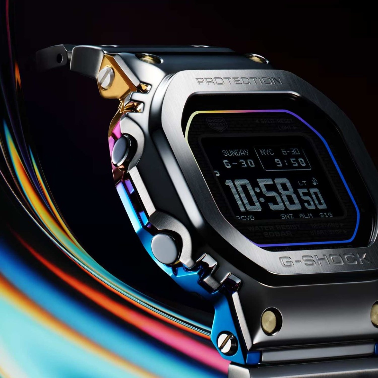 g-shock-gmw-bz5000rc-1d-rainbow-full-metal Casio G-Shock GMW-BZ5000RC-1D full metal square watch with gradient rainbow ion plated finish