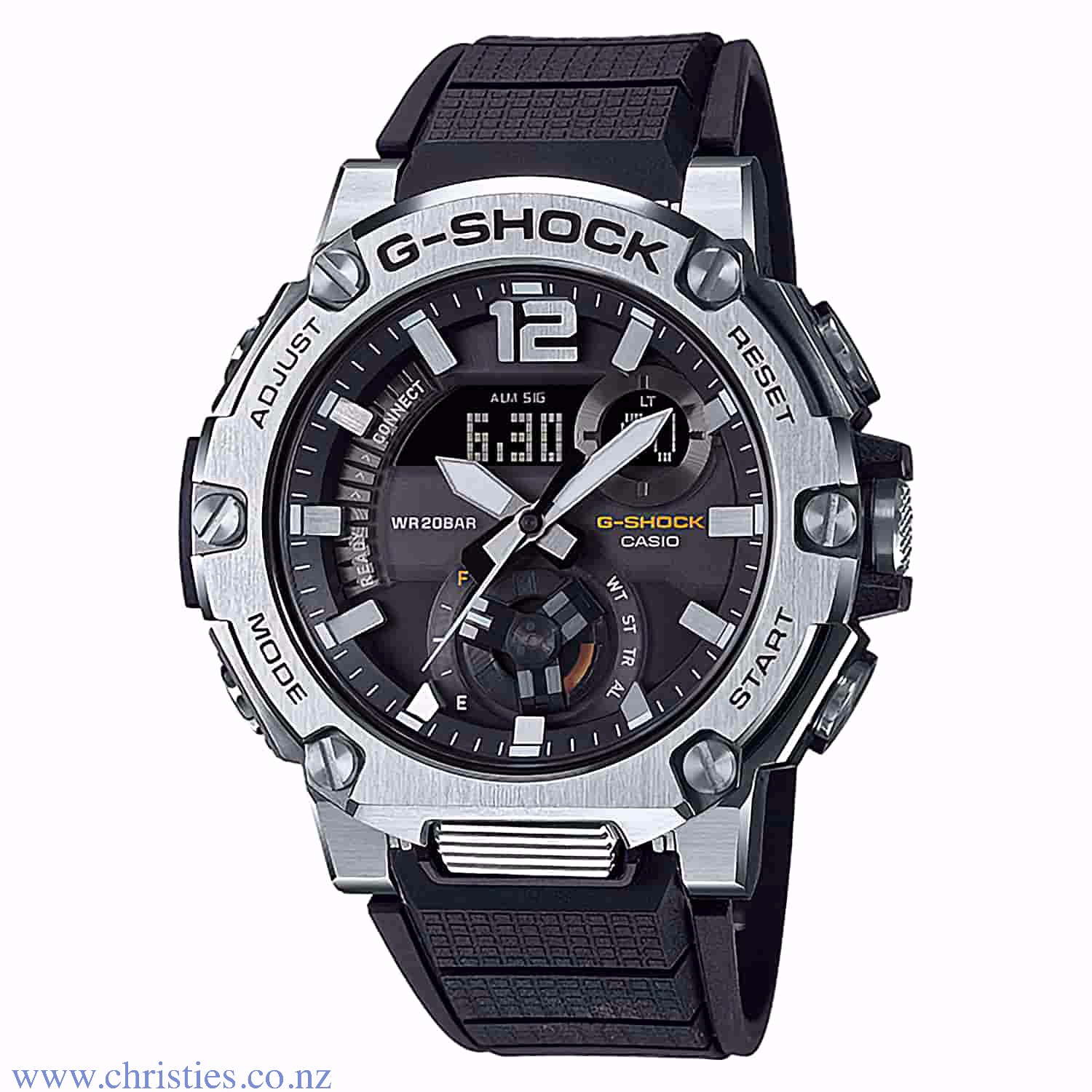 GSTB300S-1A Casio G-Shock G-STEEL Watch. From G-SHOCK, the watch brand that is constantly setting new standards for timekeeping toughness, come new rugged style G-STEEL models that feature Carbon Core Guard structures. This new model adopts tough G-SHOCK 