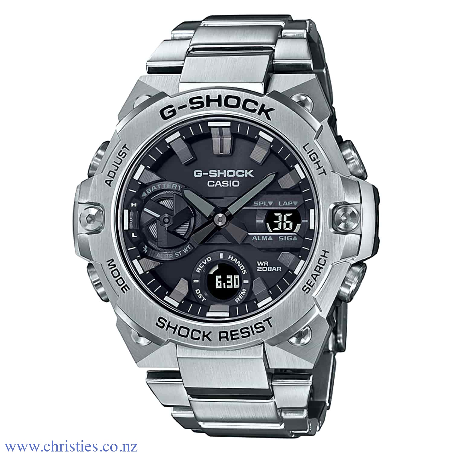 GSTB400D-1A Casio G-Shock G-STEEL Watch. Introducing new colour variations to the lineup of slim G-STEEL GST-B400 models with new, improved designs made possible by a thin module and carbon core guard structure. There is a standard model in this lineup, t
