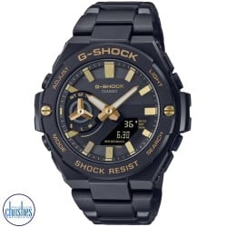 GSTB500BD-1A9  Casio G-Shock G-STEEL Solar All Black  with Gold Marking Watch