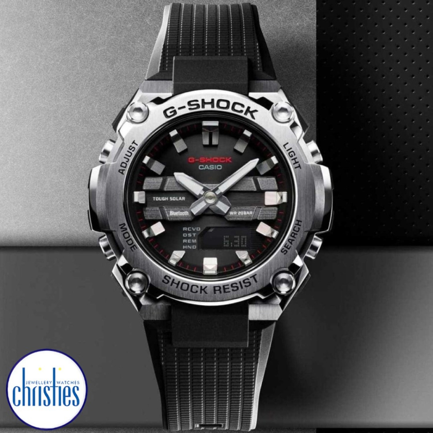 Christies Jewellery - GSTB600-1A G-Shock G-Steel Solar Watch Watches Auckland NZ GSTB600-1A G-Shock G-Steel Solar Watch GST-B600-1A G-Shock Christmas Sale | FREE Delivery | Gear up for the holidays with G-Shock: rugged precision meets festive discounts for a timepiece that stands out.