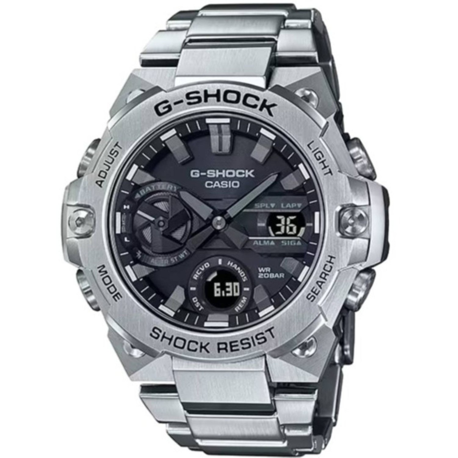 GSTB400D-1A Casio G-Shock G-STEEL Watch. Introducing new colour variations to the lineup of slim G-STEEL GST-B400 models with new, improved designs made possible by a thin module and carbon core guard structure. There is a standard model in this lineup, t