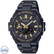 GSTB500BD-1A9  Casio G-Shock G-STEEL Solar All Black  with Gold Marking Watch