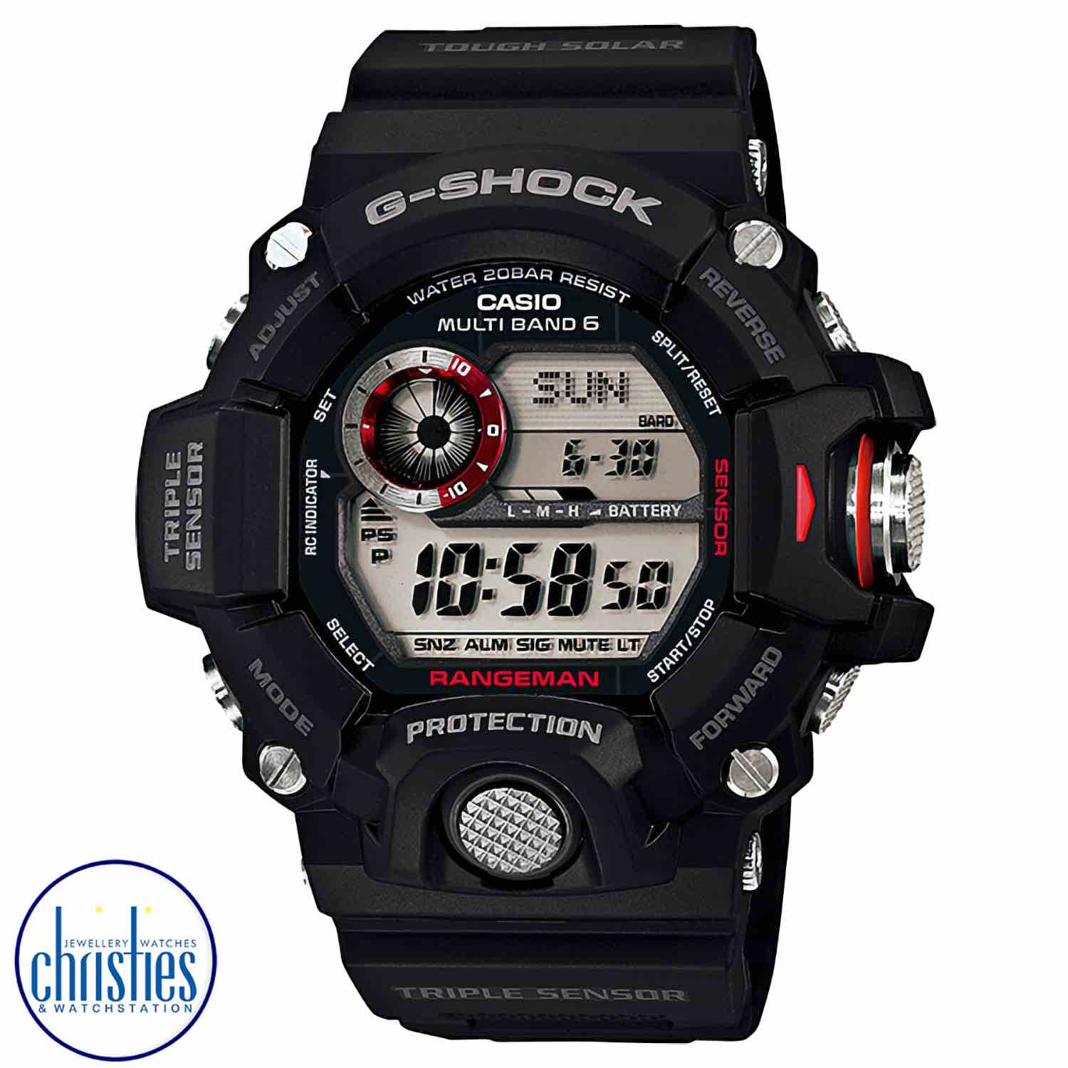 GW9400-1D G-Shock Rangeman Triple Sensor Watch. Introducing RANGEMAN, the latest addition to the Master of G series of brutal and rugged timepieces designed and engineered to stand up to the most gruelling conditions imaginable.
