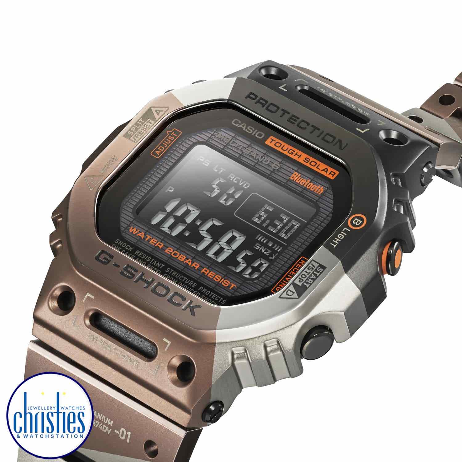 GMWB5000TVB-1D G-Shock Titanium Geometric Camo Watch. Up your game with some serious timekeeping.