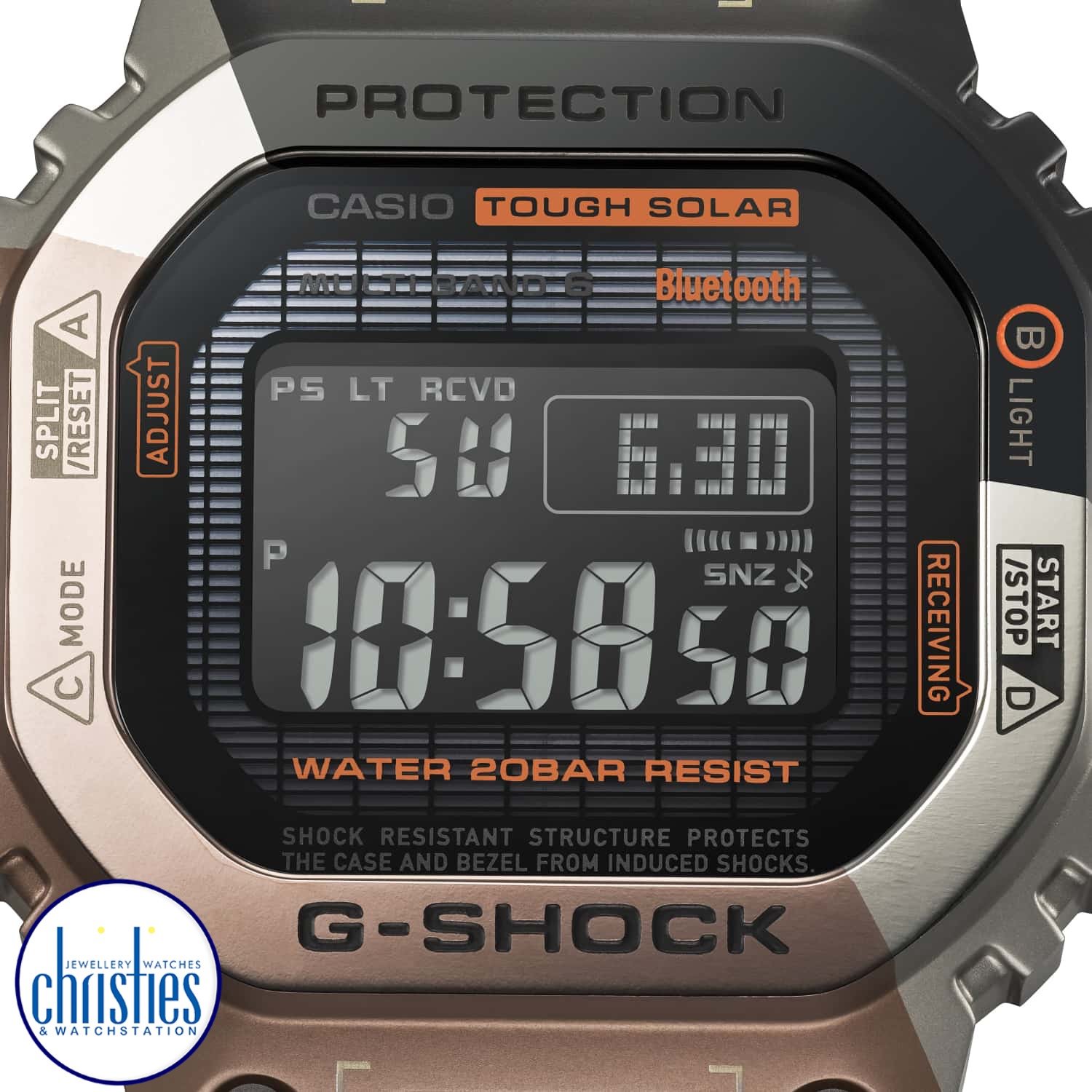 GMWB5000TVB-1D G-Shock Titanium Geometric Camo Watch. Up your game with some serious timekeeping.