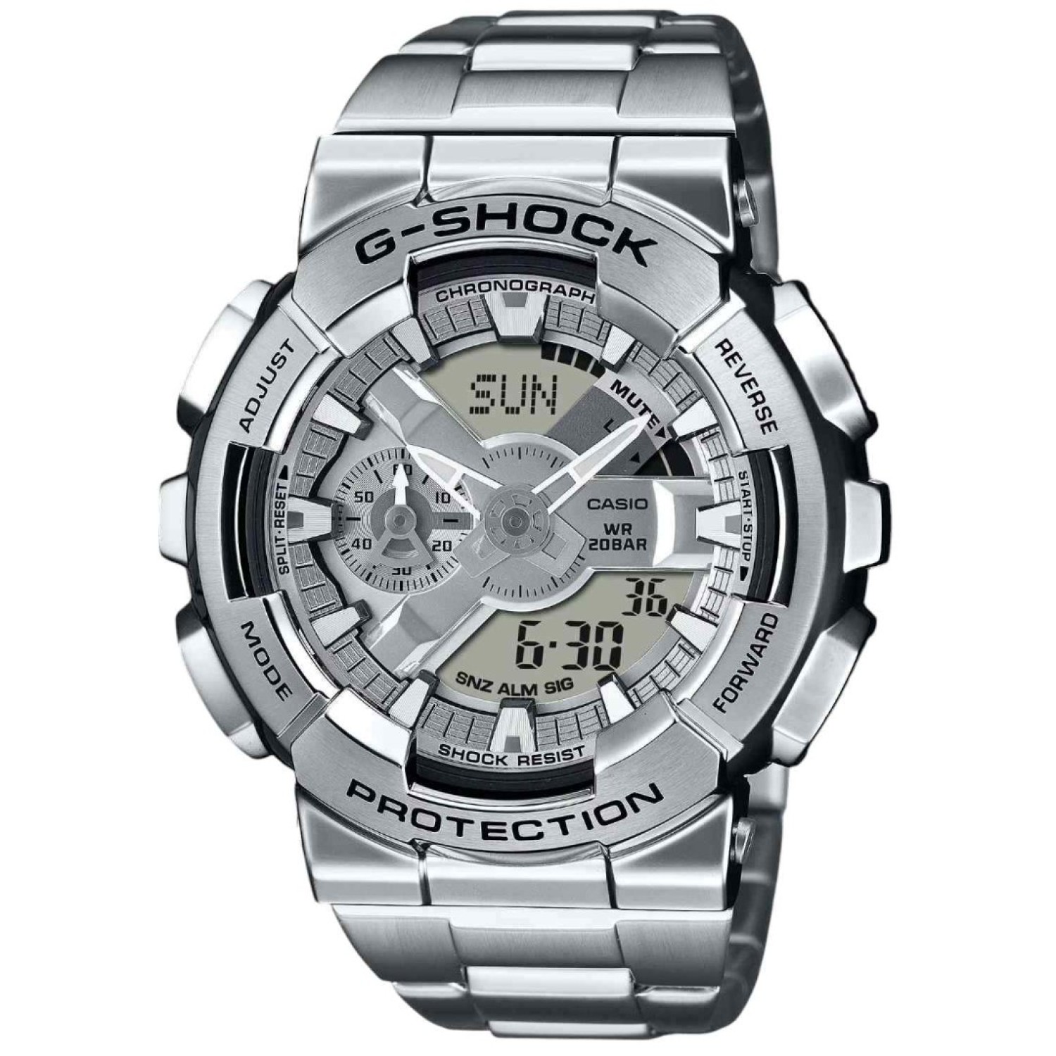 GM110D-8A G-Shock – Tough Stainless-Steel Watch for Every Adventure GM110D-8A G-Shock – Rugged Stainless-Steel Watch with shock-resistant design and digital-analog display