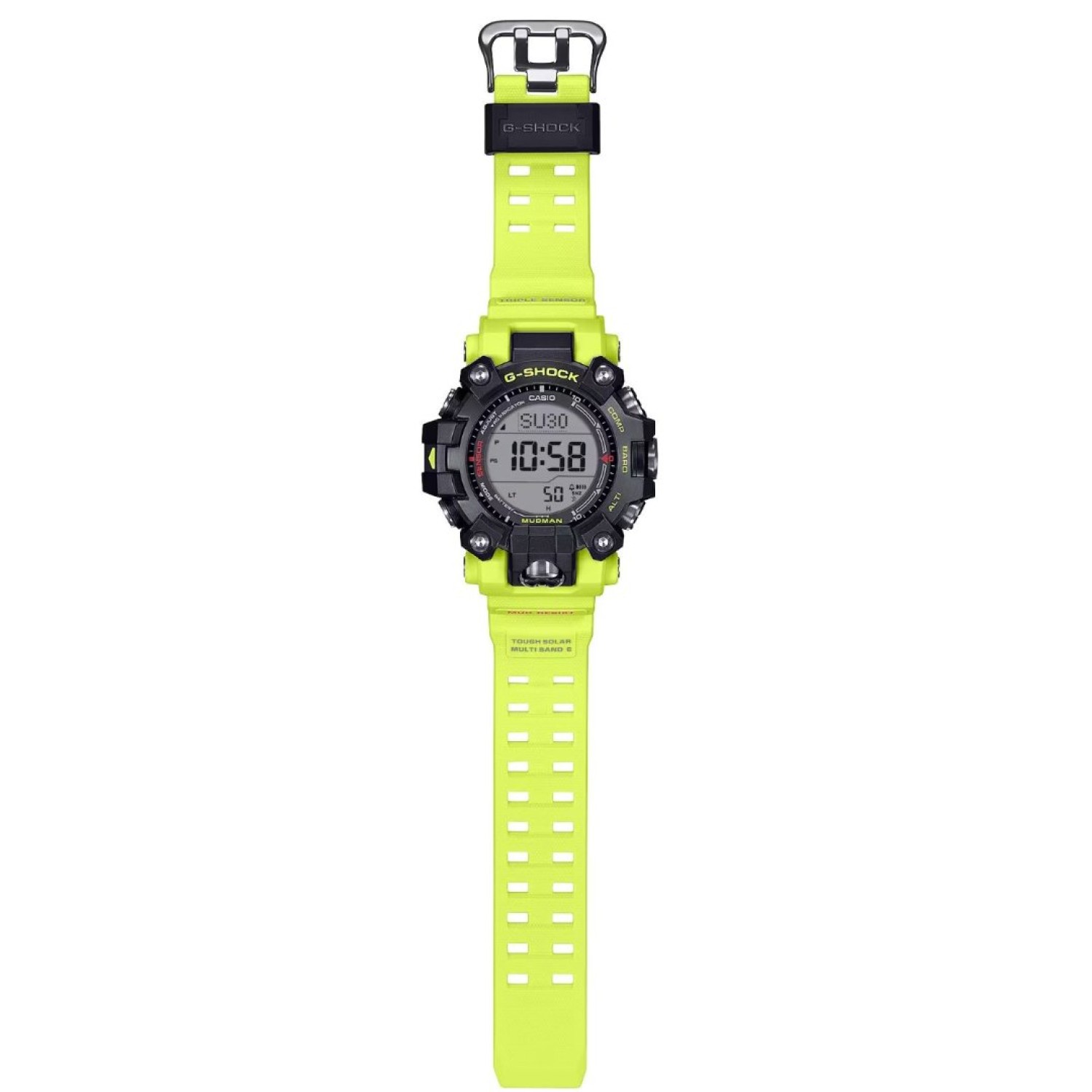 Rugged Performance: GW9500MRY-1A9 G-Shock Mudman GW9500MRY-1A9 G-Shock Mudman, a rugged digital watch with a bold black bezel and vibrant yellow strap, designed for harsh environments with advanced features like Triple Sensor technology.