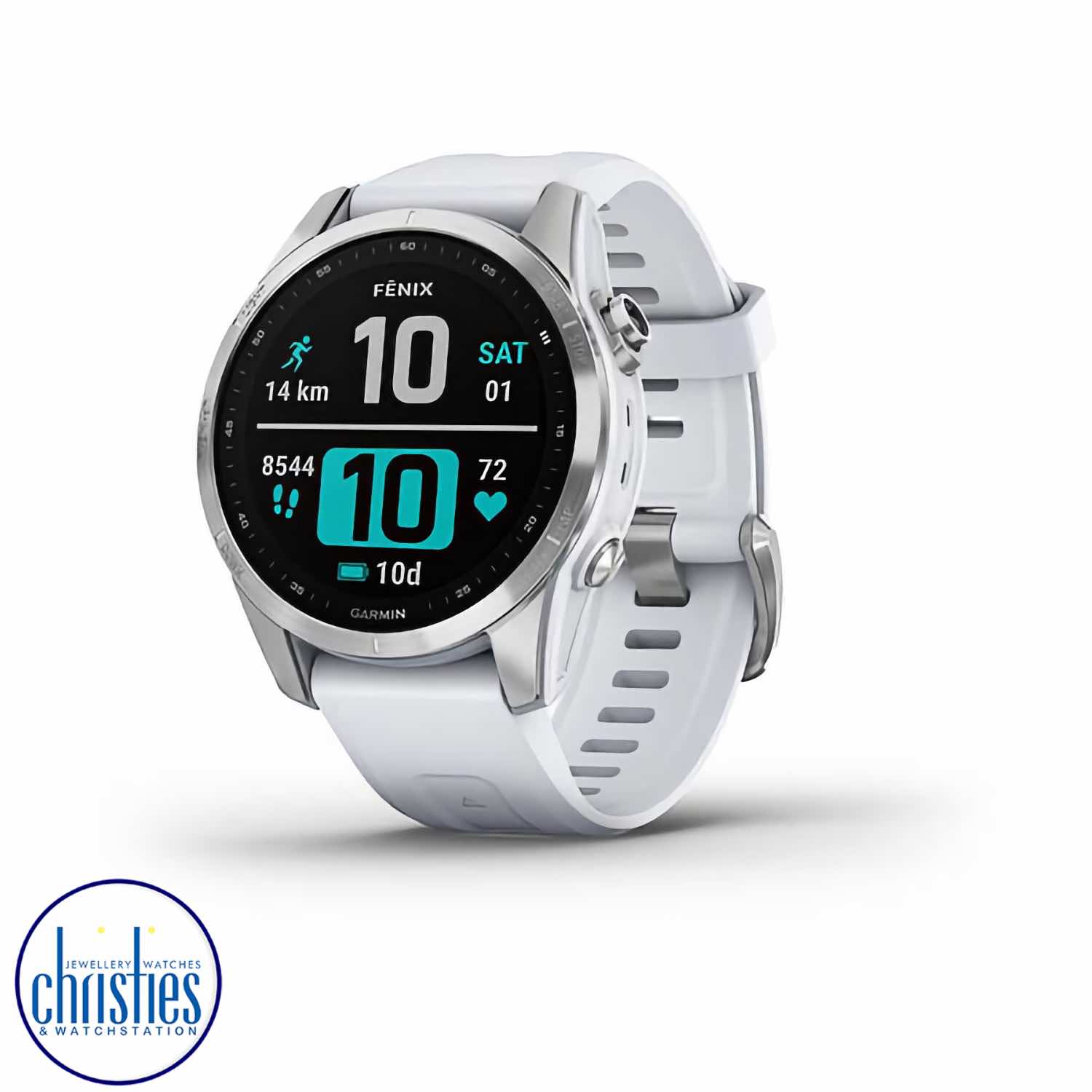 Garmin fenix 7S Watch Silver with Whitestone Band garmin fenix 7 stockists nz