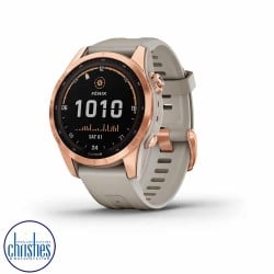 Garmin fenix 7S Watch Solar Edition Rose Gold with Light Sand Band