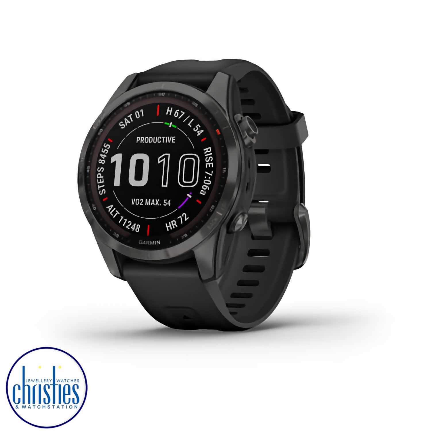 Garmin fenix 7S Watch Sapphire Solar Carbon Grey DLC Titanium & Black Band garmin fenix 7 stockists nz