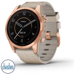 fēnix® 7S Sapphire Solar Edition Rose Gold Titanium with Limestone Leather Band