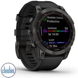 fēnix® 7 Sapphire Solar Edition Carbon Grey DLC Titanium with Black Band fēnix® 7 Sapphire Solar Edition Carbon Grey DLC Titanium with Black Band