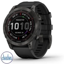 fēnix® 7 Sapphire Solar Edition Carbon Grey DLC Titanium with Black Band