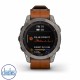 Garmin fenix 7 Sapphire Solar Titanium & Chestnut Leather Band Garmin watches