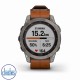 Garmin fenix 7X Sapphire Solar Titanium & Chestnut Leather Band