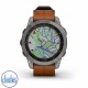 Garmin fenix 7 Sapphire Solar Titanium & Chestnut Leather Band Garmin watches