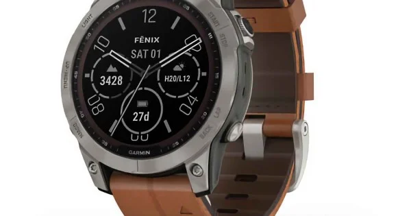 Garmin fenix 7 Sapphire Solar Titanium Chestnut Leather Band