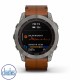 Garmin fenix 7X Sapphire Solar Titanium & Chestnut Leather Band 010-02541-20 Garmin fenix 7X Sapphire Solar Titanium & Chestnut Leather Band