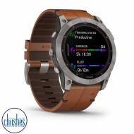 Garmin fenix 7X Sapphire Solar Titanium & Chestnut Leather Band Garmin fenix 7X Sapphire Solar Titanium & Chestnut Leather Band