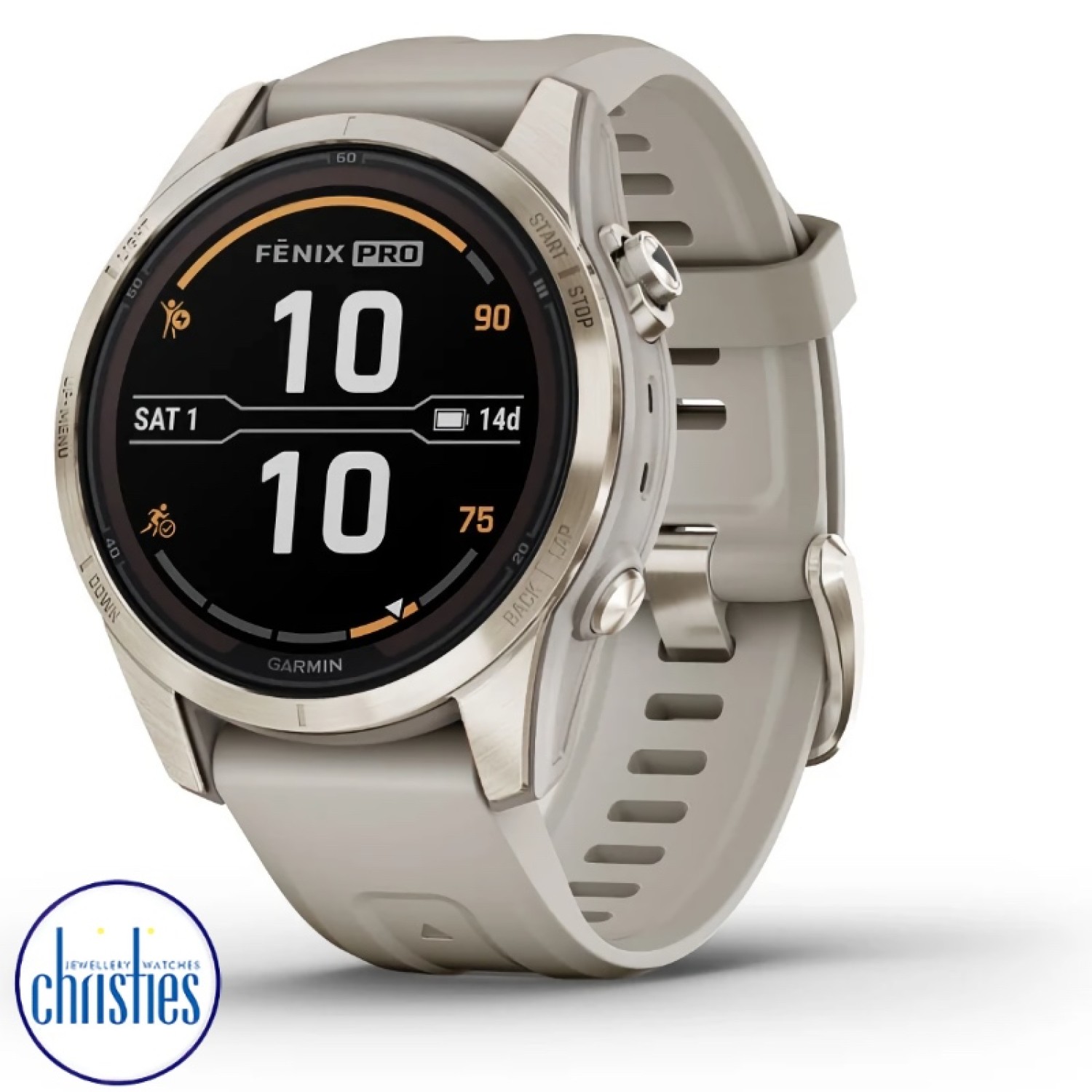 Christies Jewellery - fēnix® 7S Pro Sapphire Solar Edition Soft Gold with Light Sand Band Watches Auckland NZ 010-02776-16 fēnix® 7S Pro Sapphire Solar Edition Soft Gold with Light Sand Band 010-02776-16 Watches Auckland 010-02776-16