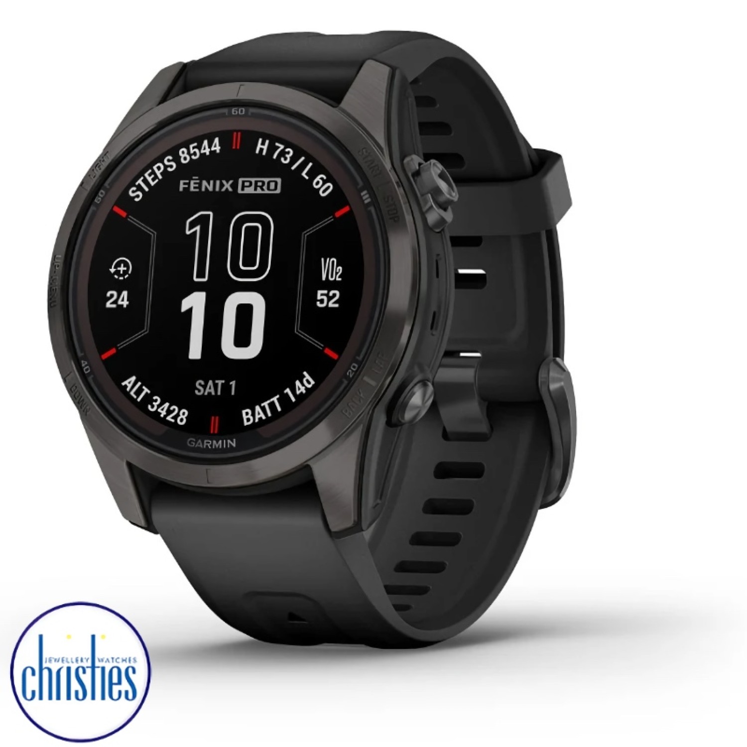 Christies Jewellery - fēnix® 7X Pro Sapphire Solar Edition Carbon Gray DLC Titanium with Black Band Watches Auckland NZ 010-02778-12 fēnix® 7X Pro Sapphire Solar Edition Carbon Gray DLC Titanium with Black Band 010-02778-12 Watches Auckland