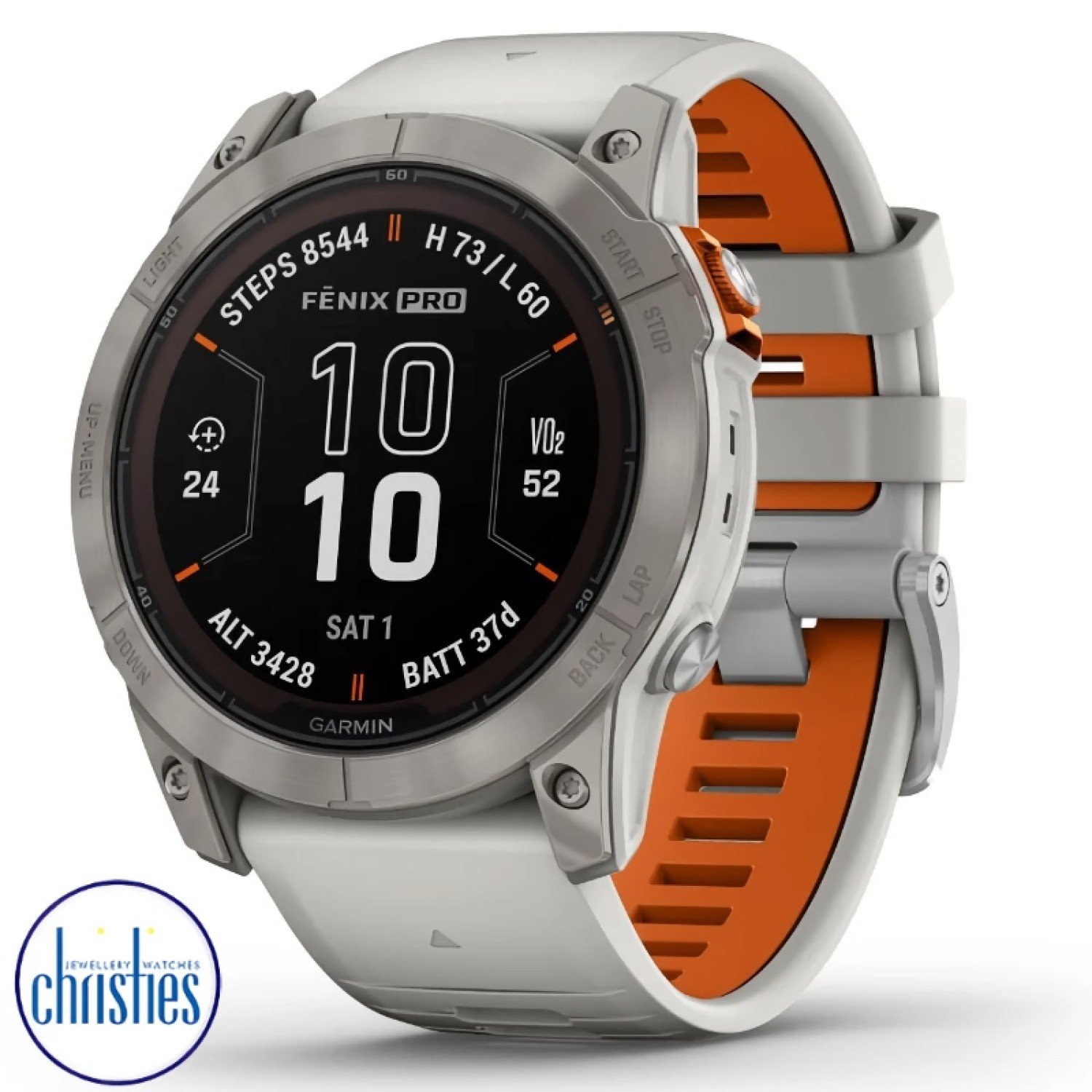 fēnix® 7X Pro Sapphire Solar Edition Titanium with Fog Grey/Ember Orange Band 010-02778-16 Watches Auckland 010-02778-16