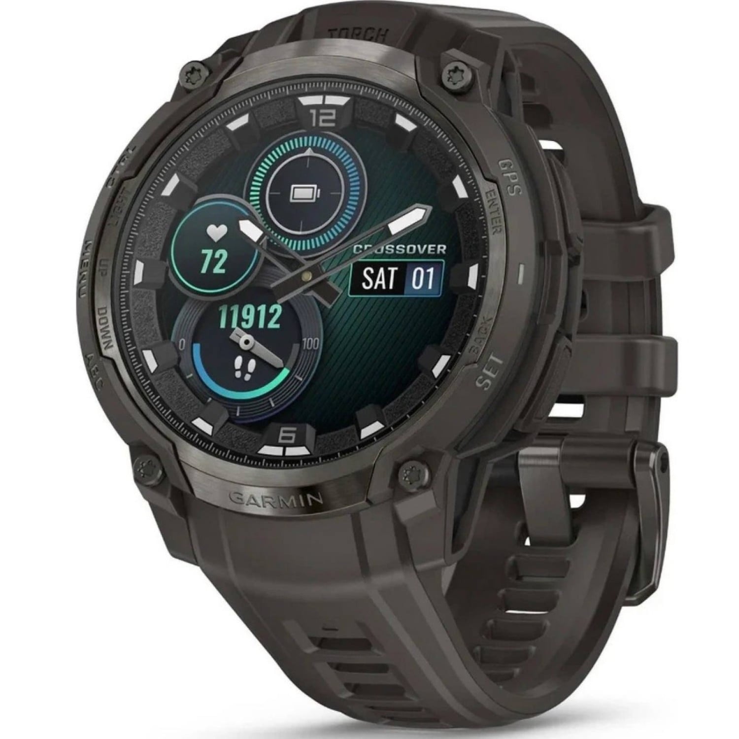Garmin Instinct Crossover AMOLED Watch – Model 010-03398-00 with rugged GPS, analog hands, and AMOLED display
