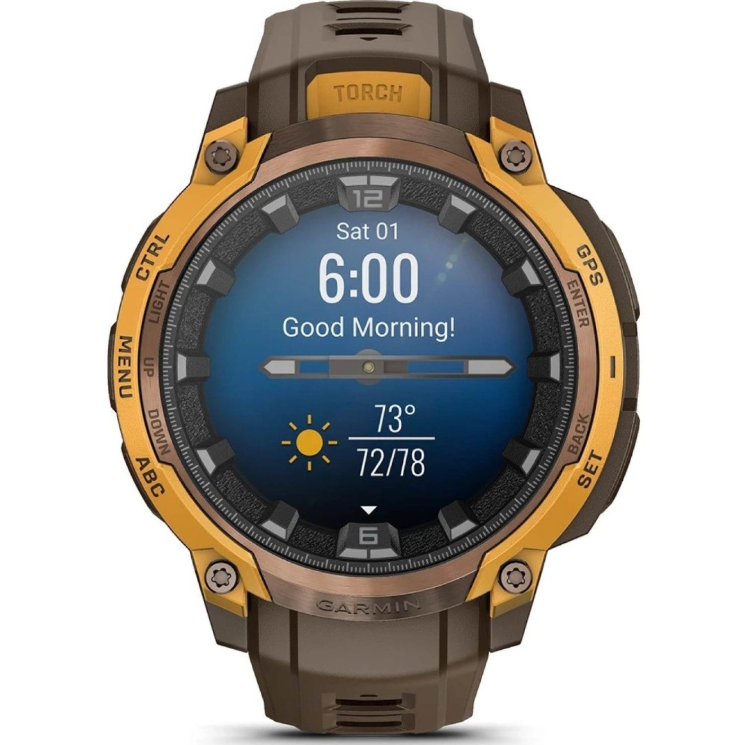 Garmin Instinct Crossover AMOLED Watch – Model 010-03398-01 with rugged GPS, analog hands, and AMOLED display.