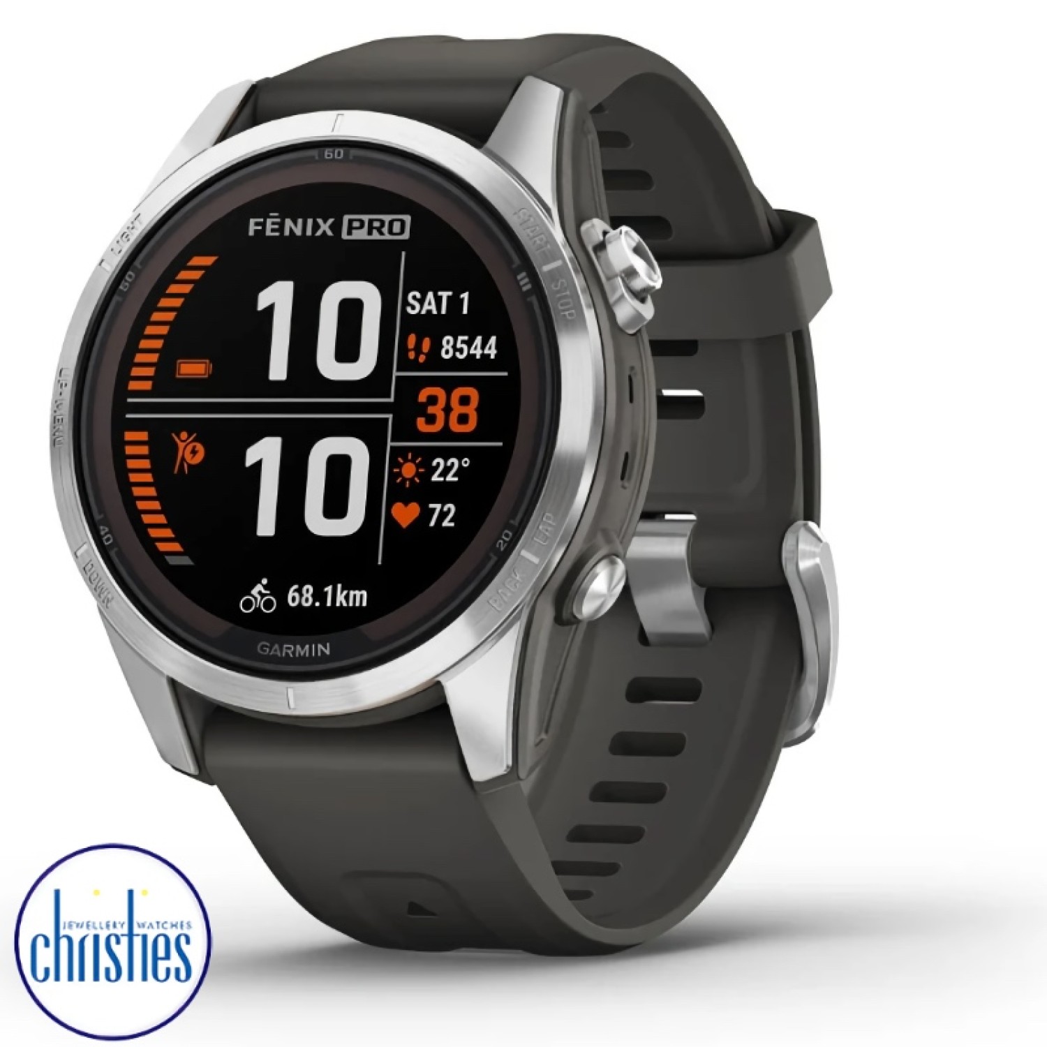 fēnix® 7S Pro Sapphire Solar Edition Silver with Graphite Band 10-02776-01 Watches Auckland 010-02776-01